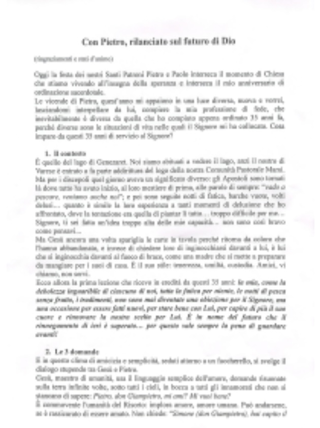 Predica di Don Giampietro nella solennità dei Santi Pietro e Paolo. Image